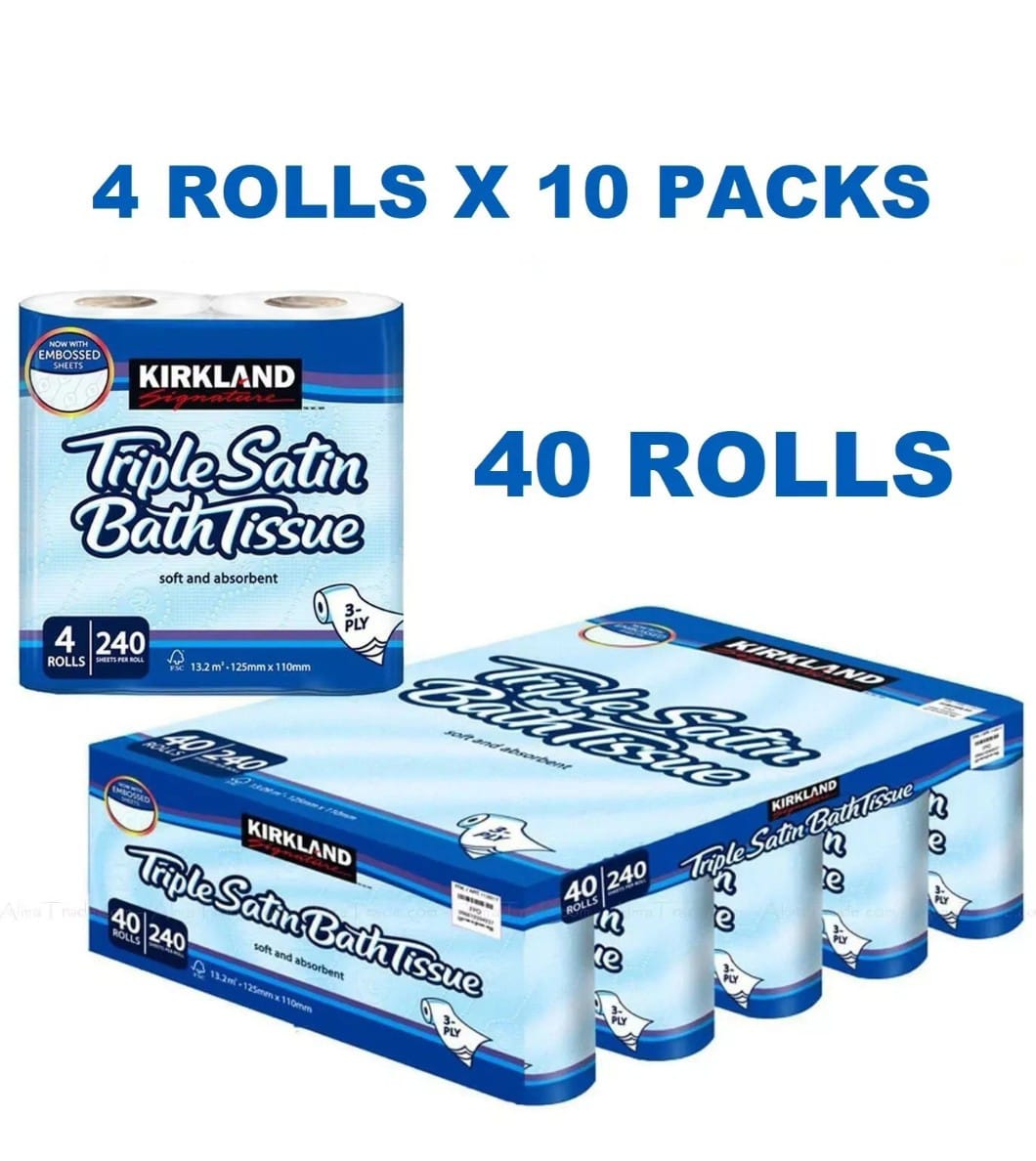 Kirkland Signature Triple Satin Bath Tissue, pack of 40 (10x4) rolls